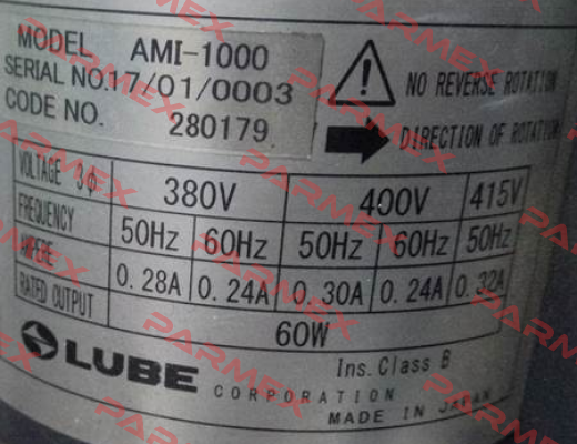 Model:AMI-1000  S/N:17/01/0003 oem Lube