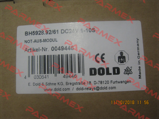 Art. No. 0053813, Type:BH5928.92/61 DC24V 1-10S  Dold