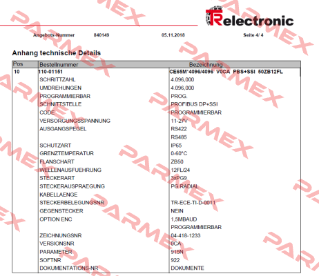 110-01151 TR Electronic