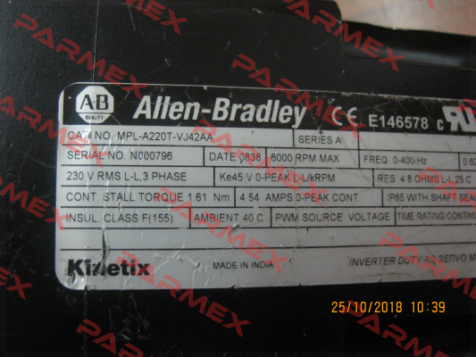 MPL-A220T-VJ42AA ( used item )  Allen Bradley (Rockwell)