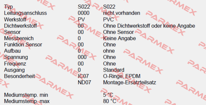 P/N: 00560854, Type: S022-0000-PV00-00-0-00-0-000/00-0 * IC07+ND07 Burkert