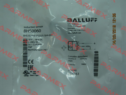 P/N: BHS0060 Type: BHS B249V-PSD25-S04-003 Balluff