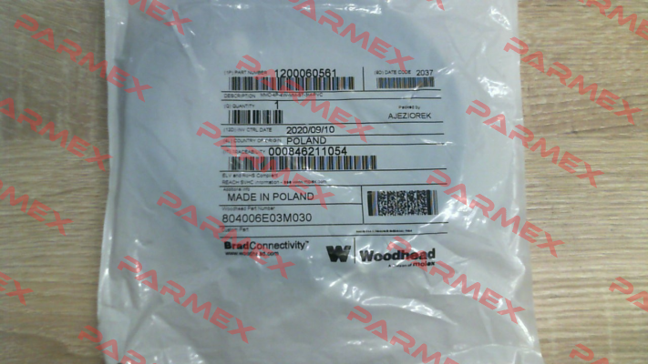 PN:1200060561 (804006E03M030), Type: MMC-4P-4W-MM-ST-3M-PVC Molex