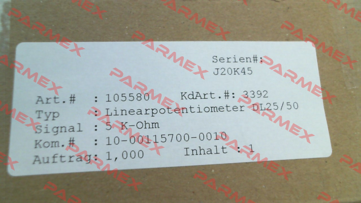 P/N: 105580; Type: DL25/50 Kaa ALTMANN