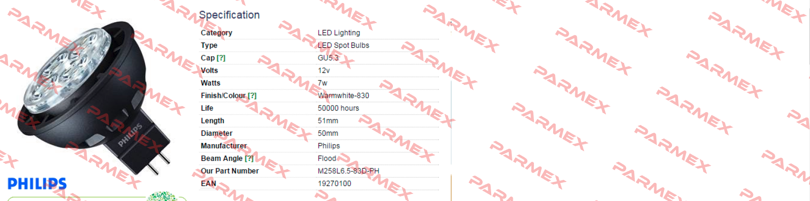 MLEDV6WGU533036-78543900 (M258L6.5-83D-PH)  Philips