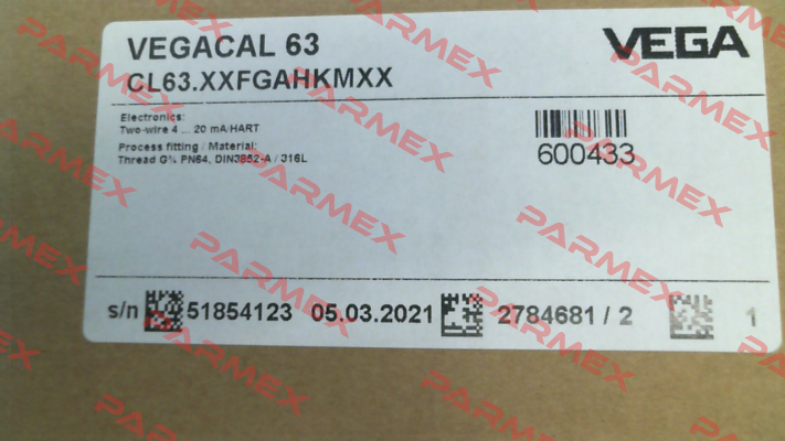 P/N: CL63.XXFGAHKMXX, Type: VEGACAL 63 Vega