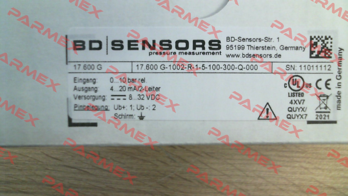 17.600G-1002-R-1-5-100-300-Q-000 Bd Sensors