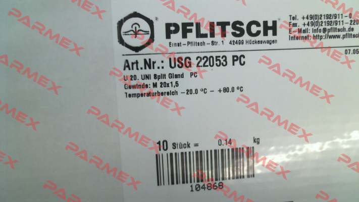 USG 22053 PC (pack x10) PFLITSCH