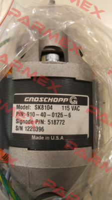 Model: SK8104 115VAC P/N: 910-40-0126-6  (proprietary)  Groschopp