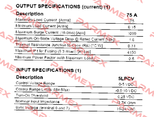 5LPCV2475 5 VDC  Crydom