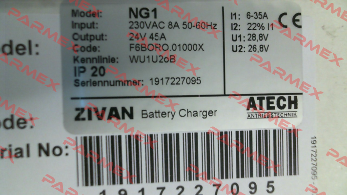 F6BORO.01000X , type  NG1 230/24V 35 A ZIVAN