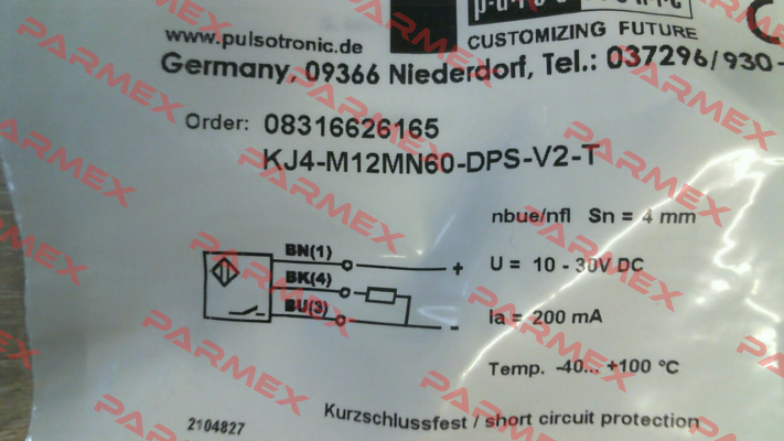 p/n: 08316626165, Type: KJ4-M12MN60-DPS-V2-T Pulsotronic