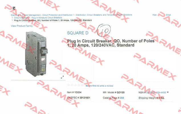 QO120  Square D (Schneider Electric)