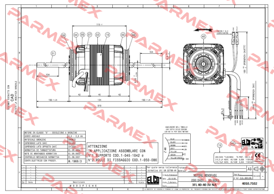 108206 / 1BT 40-40 3V NA 230V 50/60Hz Elco