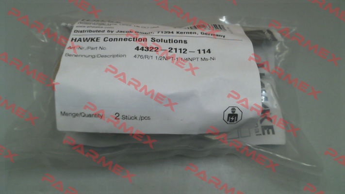 44322-2112-114 / 476/R/1 1/2NPT-1 1/4NPT Ms-Ni Hawke