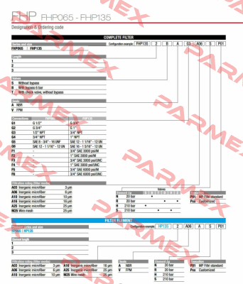 FHP-135-3-B-A-G2-A16-N-P01 MP Filtri
