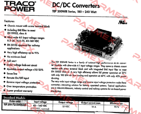 TEMP200-7213 WİRCMF  Traco Power