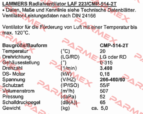 LAF 223/CMP-514-2T-60 HZ Sodeca