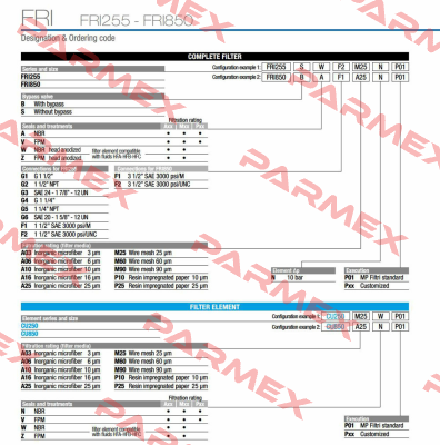 FRI-850-B-V-F1-XXX-N-S MP Filtri