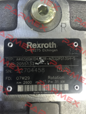 Part number: R902055137, A4VG56DA1D4/32R-NZC02F013SH-S Rexroth