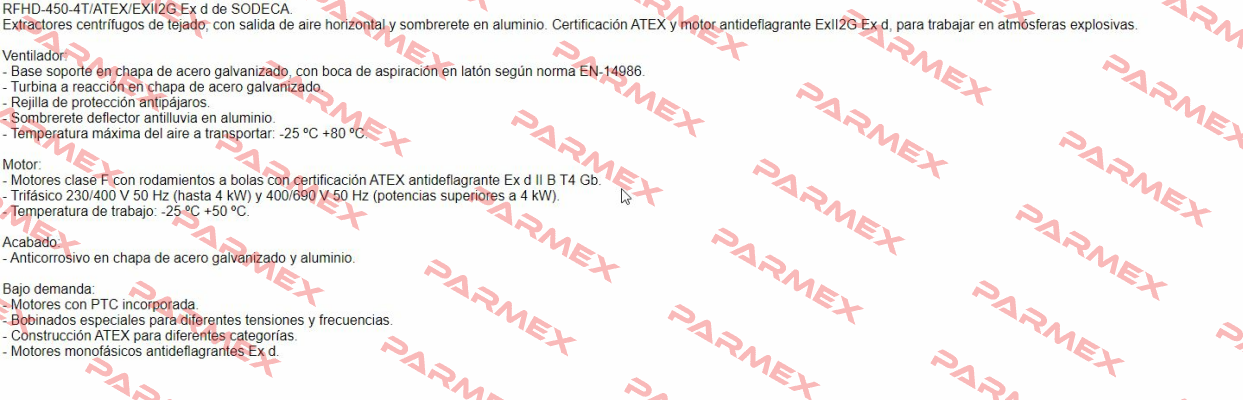 1048584 / RFHD-450-4T / ATEX / EXII2G EX D Sodeca