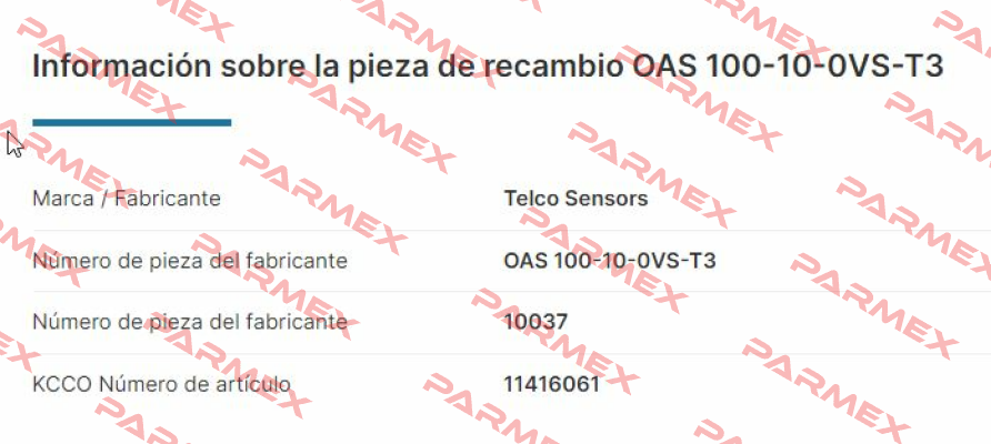 p/n: 10037, Type: OAS 100-10-0VS-T3 Telco