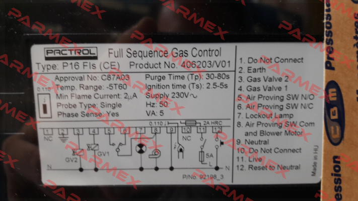 PAC40075 /  406203 V01 Pactrol