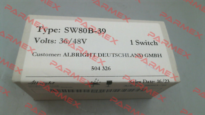 PN: 504326 / SW 80 B-39 36-48V INT Albright