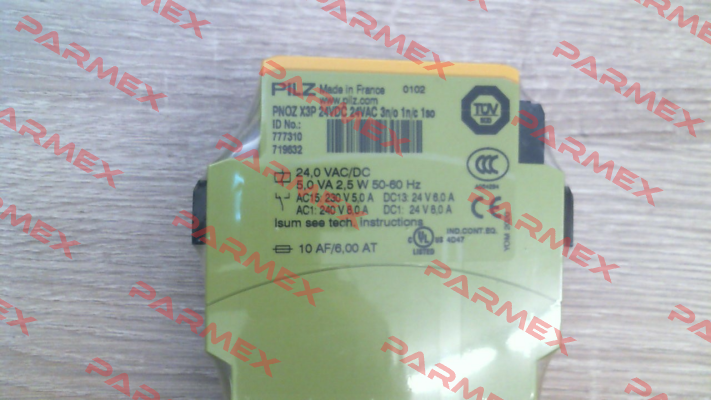 p/n: 777310, Type: PNOZ X3P 24VDC 24VAC 3n/o 1n/c 1so Pilz