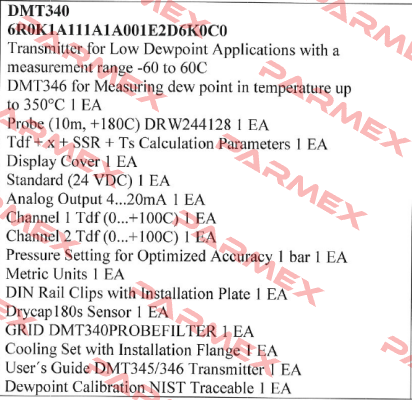 DMT340 6R0K1A111A1A001E2D6K0C0  Vaisala