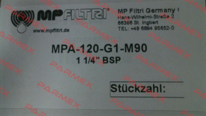 2191 / MPA-120-G1-M90 MP Filtri